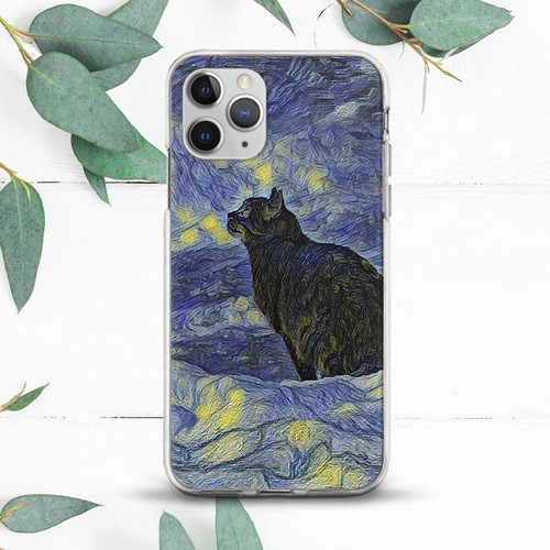 Black cat starry night van - cat,